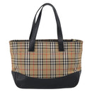 BURBERRY Nova Check Hand Bag Canvas Beige Gold Auth ka7117-3