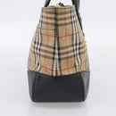 BURBERRY Nova Check Hand Bag Canvas Beige Gold Auth ka7117-4