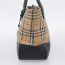 BURBERRY Nova Check Hand Bag Canvas Beige Gold Auth ka7117-5