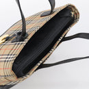 BURBERRY Nova Check Hand Bag Canvas Beige Gold Auth ka7117-6