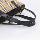 BURBERRY Nova Check Hand Bag Canvas Beige Gold Auth ka7117-7