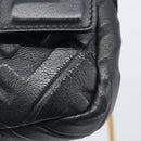 FENDI Mini Baguette Shoulder Bag Leather 2way Black Gold Auth ka7118A-19