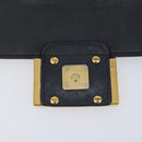 FENDI Mini Baguette Shoulder Bag Leather 2way Black Gold Auth ka7118A-22