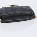 FENDI Mini Baguette Shoulder Bag Leather 2way Black Gold Auth ka7118A-7