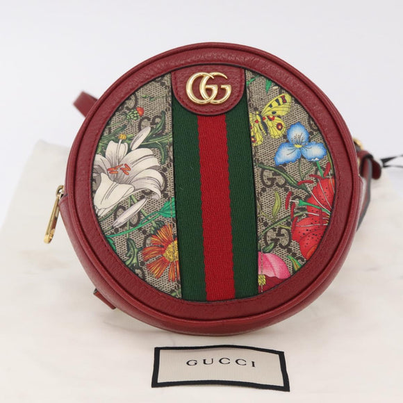 GUCCI GG Supreme Ophidia Web Sherry Line Backpack PVC Beige 598661 Auth ka7119M