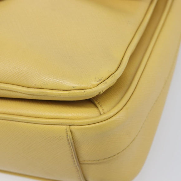 PRADA Hand Bag Safiano Leather 2way Yellow Gold Auth ka7120