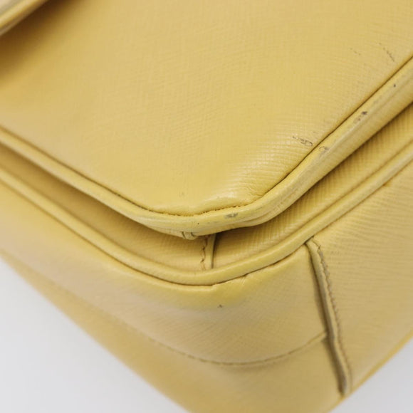 PRADA Hand Bag Safiano Leather 2way Yellow Gold Auth ka7120