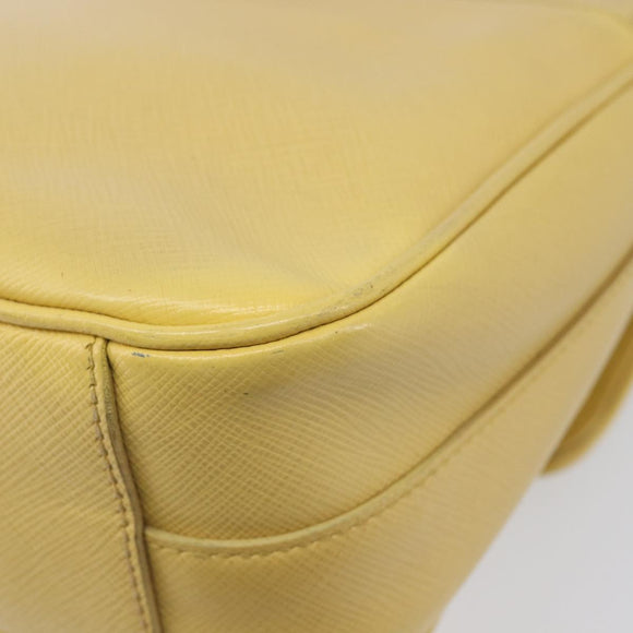 PRADA Hand Bag Safiano Leather 2way Yellow Gold Auth ka7120