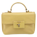 PRADA Hand Bag Safiano Leather 2way Yellow Gold Auth ka7120-2
