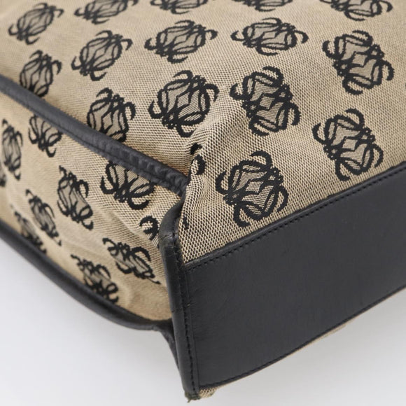 LOEWE Anagram Tote Bag Canvas Beige Silver Auth ka7122
