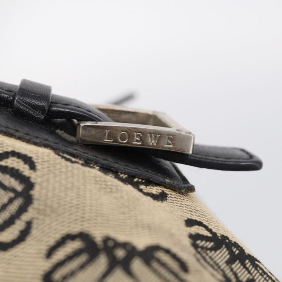 LOEWE Anagram Tote Bag Canvas Beige Silver Auth ka7122