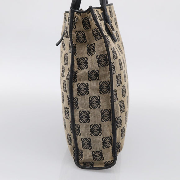 LOEWE Anagram Tote Bag Canvas Beige Silver Auth ka7122