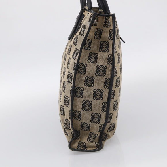 LOEWE Anagram Tote Bag Canvas Beige Silver Auth ka7122