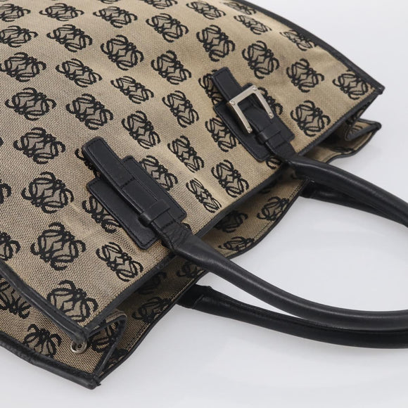 LOEWE Anagram Tote Bag Canvas Beige Silver Auth ka7122