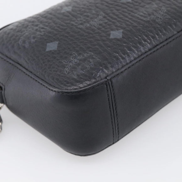 MCM Vicetos Logogram Shoulder Bag PVC Leather Black Silver Auth ka7130