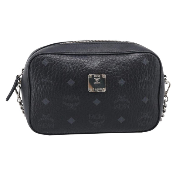MCM Vicetos Logogram Shoulder Bag PVC Leather Black Silver Auth ka7130