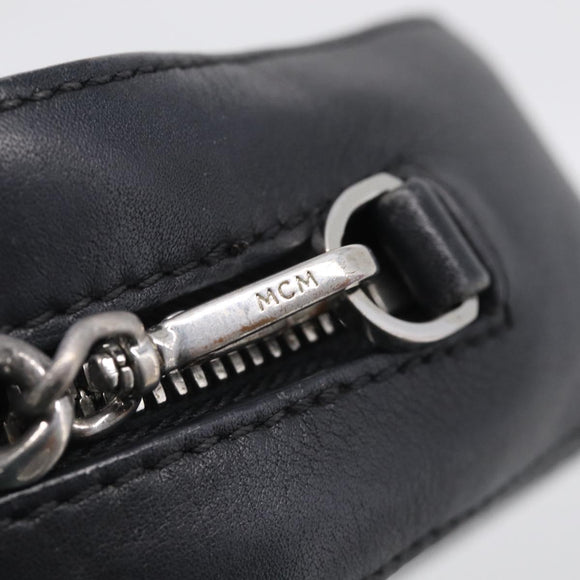 MCM Vicetos Logogram Shoulder Bag PVC Leather Black Silver Auth ka7130
