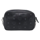 MCM Vicetos Logogram Shoulder Bag PVC Leather Black Silver Auth ka7130-3