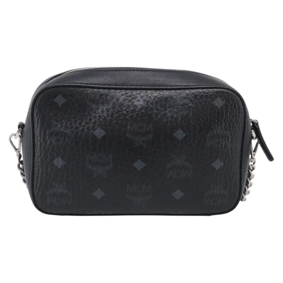 MCM Vicetos Logogram Shoulder Bag PVC Leather Black Silver Auth ka7130
