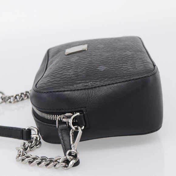 MCM Vicetos Logogram Shoulder Bag PVC Leather Black Silver Auth ka7130