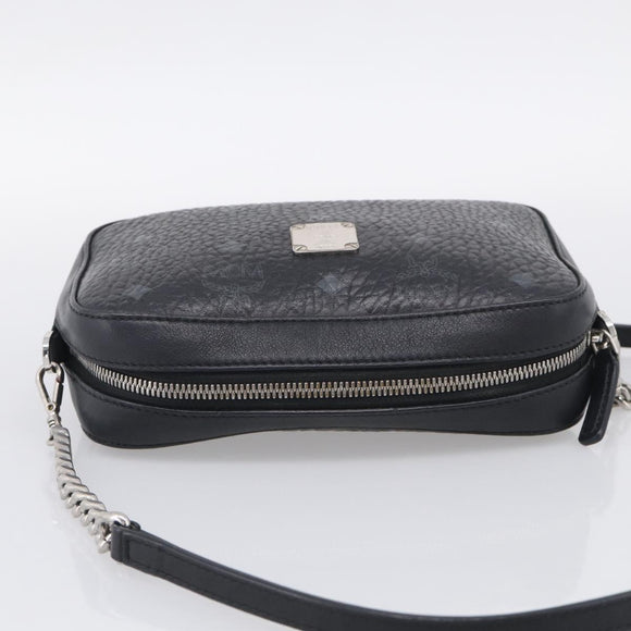 MCM Vicetos Logogram Shoulder Bag PVC Leather Black Silver Auth ka7130