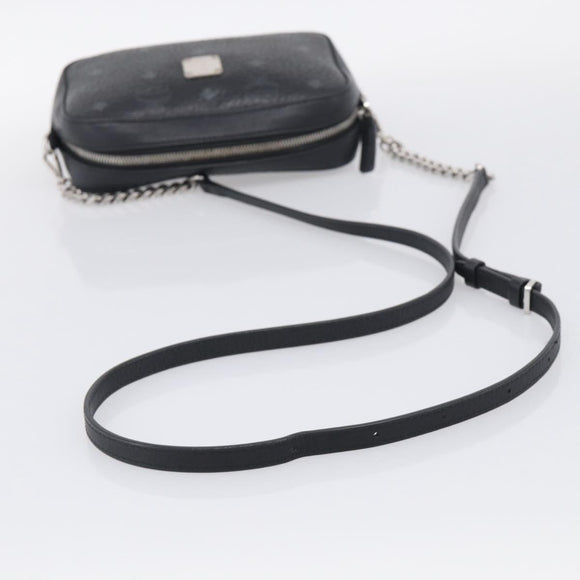 MCM Vicetos Logogram Shoulder Bag PVC Leather Black Silver Auth ka7130