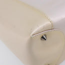 Christian Dior Maris Pearl Hand Bag Patent Leather 2way Beige Silver Auth ka7131-14
