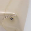 Christian Dior Maris Pearl Hand Bag Patent Leather 2way Beige Silver Auth ka7131-15