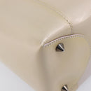 Christian Dior Maris Pearl Hand Bag Patent Leather 2way Beige Silver Auth ka7131-16