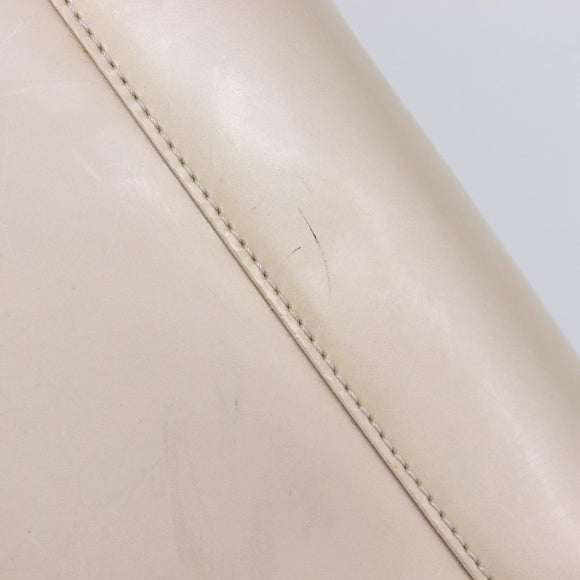 Christian Dior Maris Pearl Hand Bag Patent Leather 2way Beige Silver Auth ka7131
