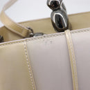 Christian Dior Maris Pearl Hand Bag Patent Leather 2way Beige Silver Auth ka7131-19