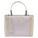 Christian Dior Maris Pearl Hand Bag Patent Leather 2way Beige Silver Auth ka7131-2