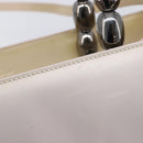 Christian Dior Maris Pearl Hand Bag Patent Leather 2way Beige Silver Auth ka7131-20