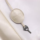 Christian Dior Maris Pearl Hand Bag Patent Leather 2way Beige Silver Auth ka7131-21