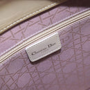 Christian Dior Maris Pearl Hand Bag Patent Leather 2way Beige Silver Auth ka7131-24