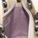 Christian Dior Maris Pearl Hand Bag Patent Leather 2way Beige Silver Auth ka7131-27