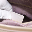 Christian Dior Maris Pearl Hand Bag Patent Leather 2way Beige Silver Auth ka7131-31