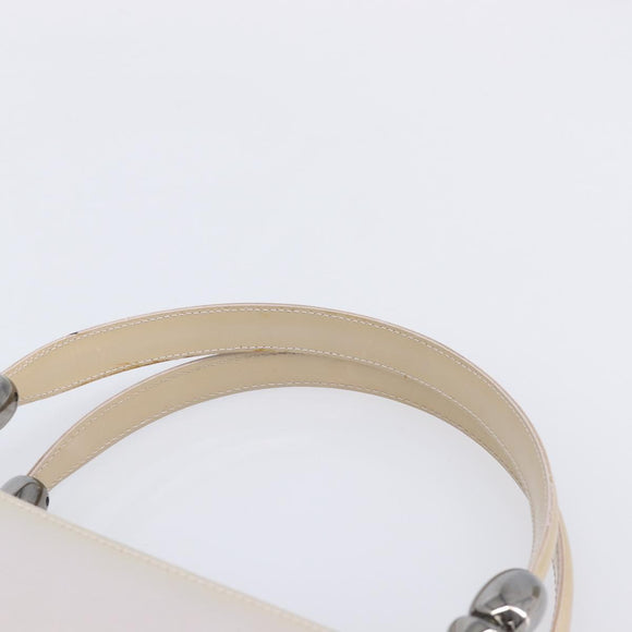 Christian Dior Maris Pearl Hand Bag Patent Leather 2way Beige Silver Auth ka7131