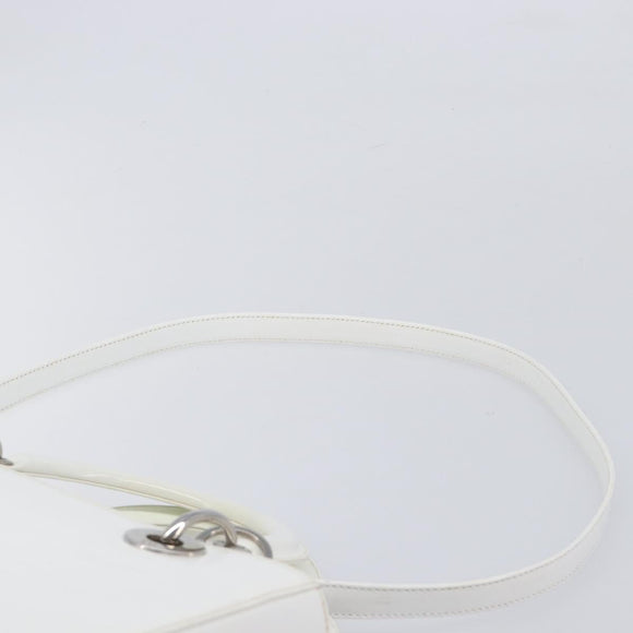 Christian Dior Lady Dior Hand Bag Leather 2way White Silver Auth ka7132