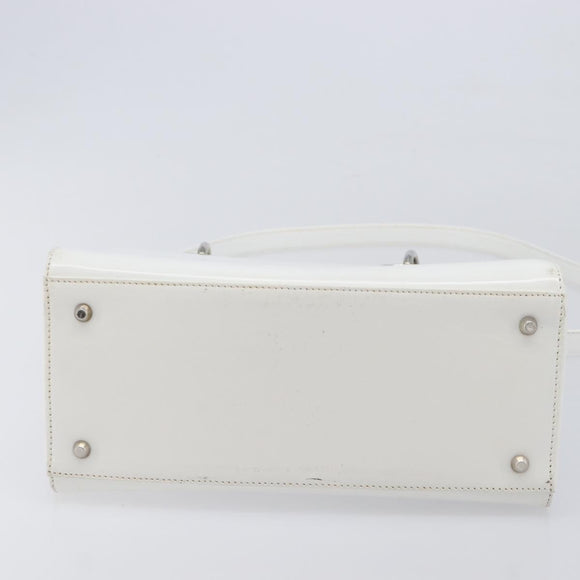 Christian Dior Lady Dior Hand Bag Leather 2way White Silver Auth ka7132