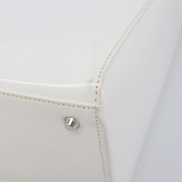 Christian Dior Lady Dior Hand Bag Leather 2way White Silver Auth ka7132