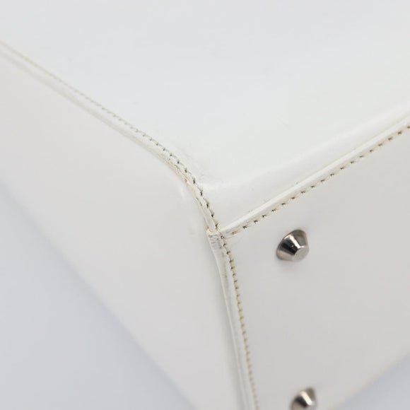 Christian Dior Lady Dior Hand Bag Leather 2way White Silver Auth ka7132
