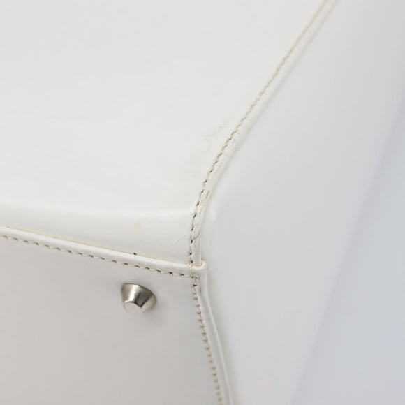 Christian Dior Lady Dior Hand Bag Leather 2way White Silver Auth ka7132