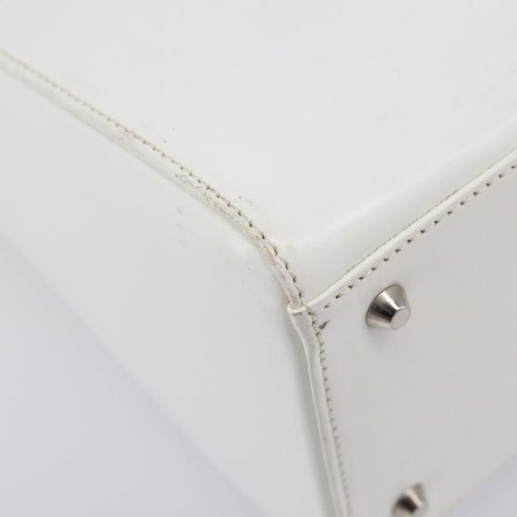 Christian Dior Lady Dior Hand Bag Leather 2way White Silver Auth ka7132