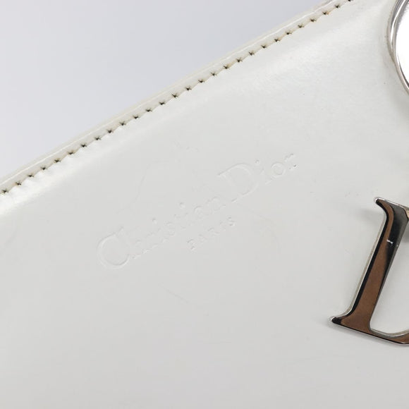Christian Dior Lady Dior Hand Bag Leather 2way White Silver Auth ka7132