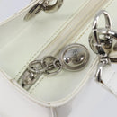 Christian Dior Lady Dior Hand Bag Leather 2way White Silver Auth ka7132-19