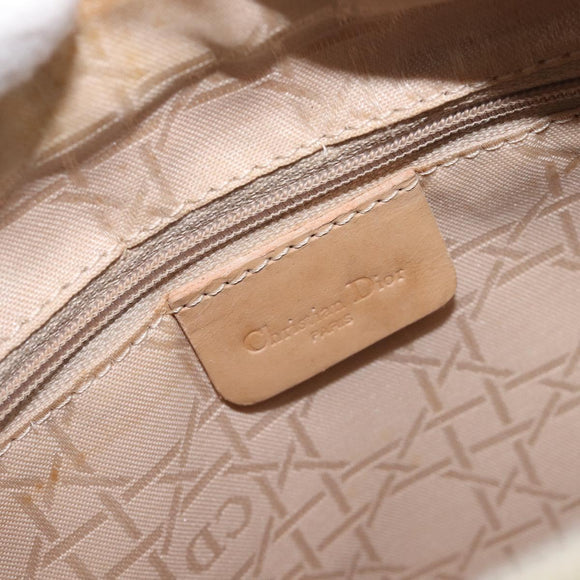 Christian Dior Lady Dior Hand Bag Leather 2way White Silver Auth ka7132