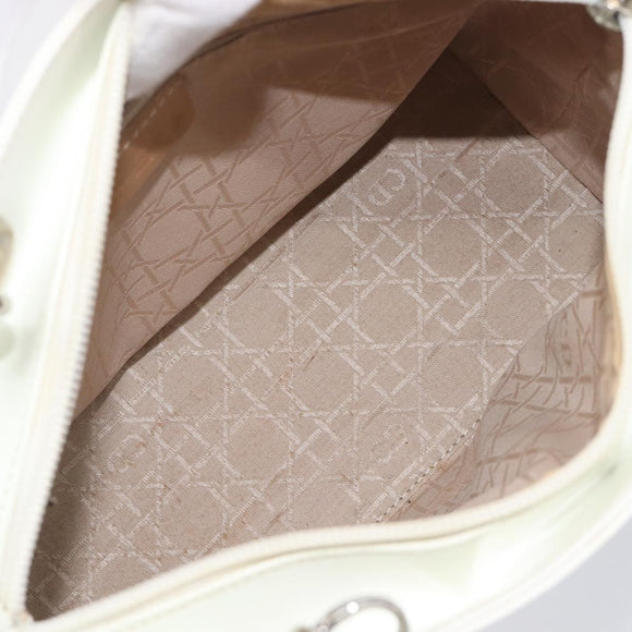 Christian Dior Lady Dior Hand Bag Leather 2way White Silver Auth ka7132
