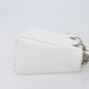 Christian Dior Lady Dior Hand Bag Leather 2way White Silver Auth ka7132-4