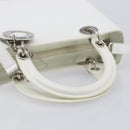 Christian Dior Lady Dior Hand Bag Leather 2way White Silver Auth ka7132-7